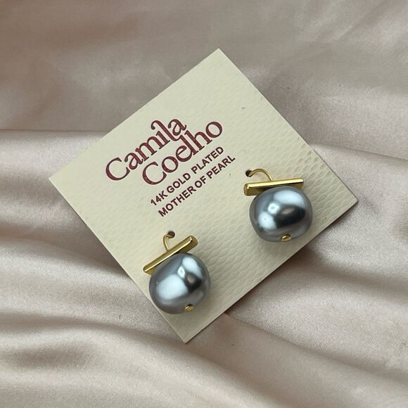 Camila Coelho 14K Gold Plated Mother of Pearl Drop Earrings - Picture 6 of 10